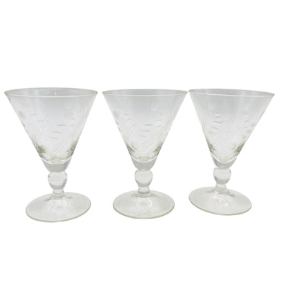 Vintage Likörgläser hand beschliffen 3er Set 20er 30er 40er Jahre Art Deco H 8,5 cm