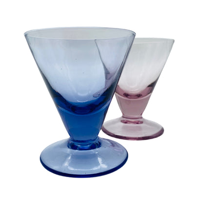 Vintage Likörgläser lila rosa Trichterform 70er Jahre Glas