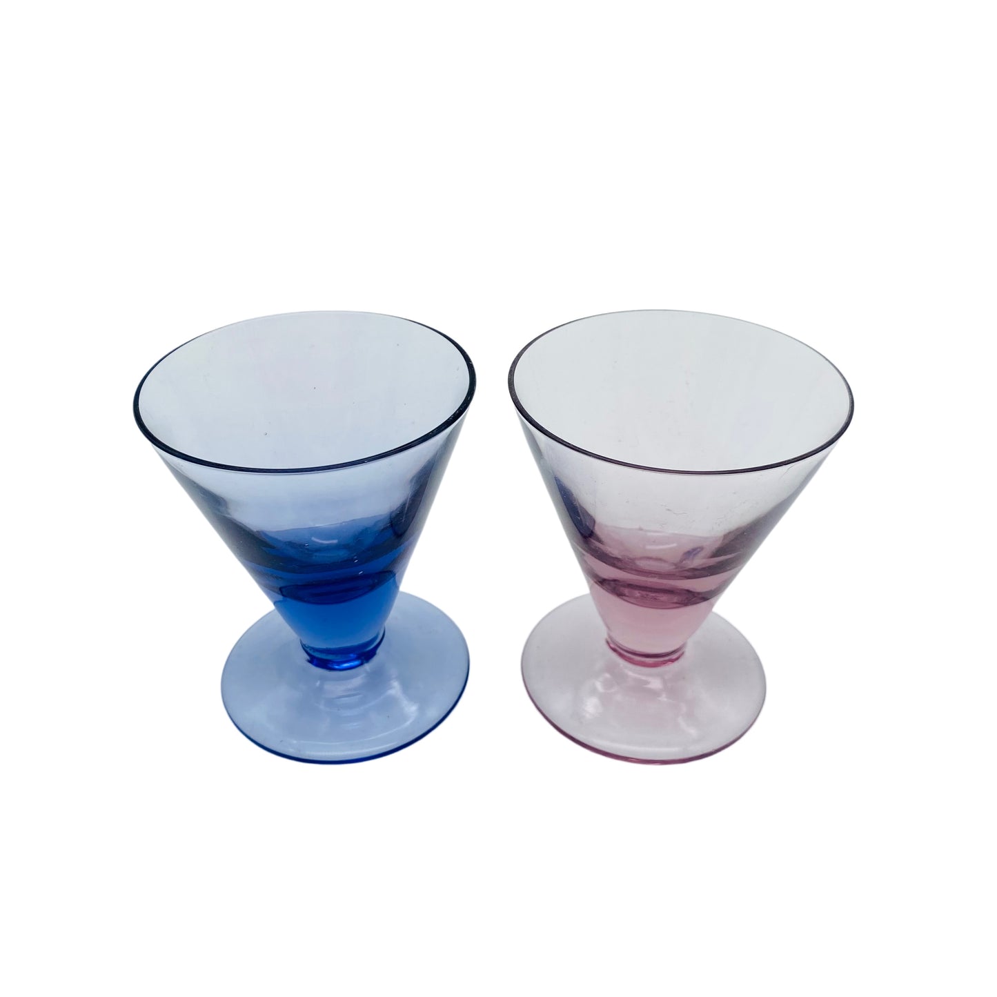Vintage Likörgläser lila rosa Trichterform 70er Jahre Glas