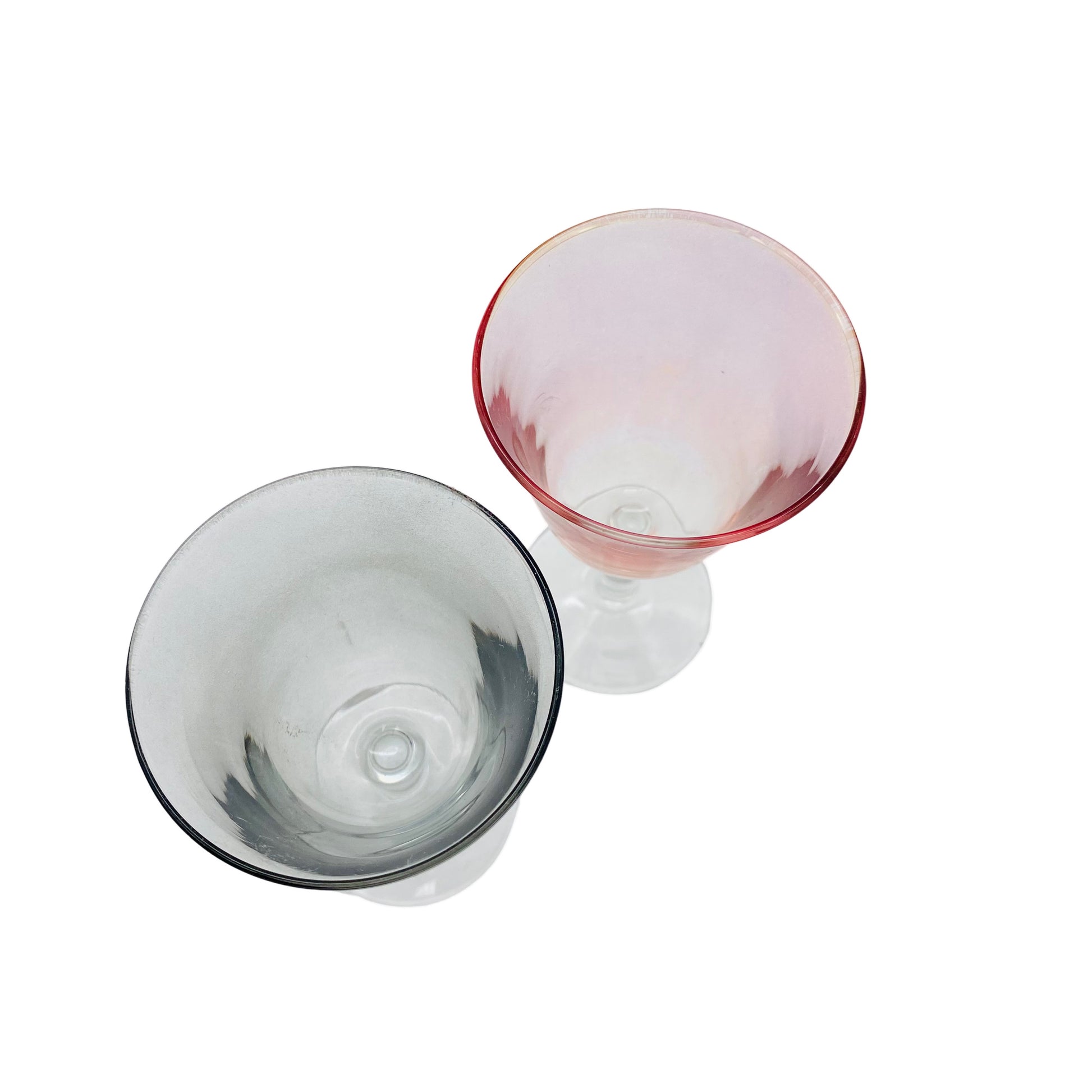 Vintage Likörgläser rosa Rauchglas 2er Set 60er 70er Jahre Glas