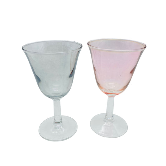 Vintage Likörgläser rosa Rauchglas 2er Set 60er 70er Jahre Glas