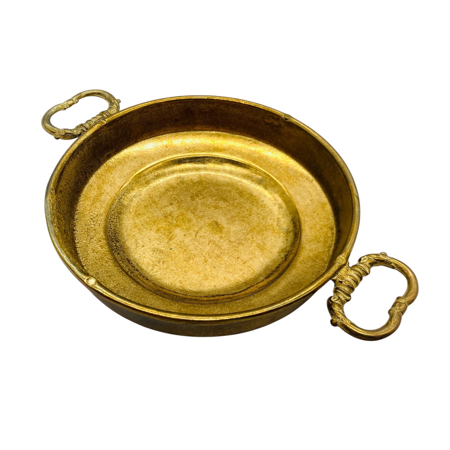 Vintage Messing Schale mit 2 Griffen D 13 cm gold farben 60er 70er Jahre Deko