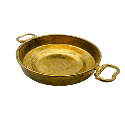 Vintage Messing Schale mit 2 Griffen D 13 cm gold farben 60er 70er Jahre Deko