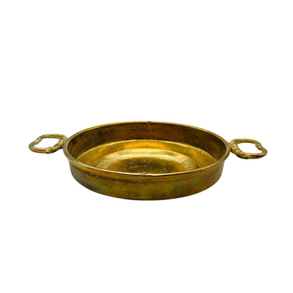 Vintage Messing Schale mit 2 Griffen D 13 cm gold farben 60er 70er Jahre Deko