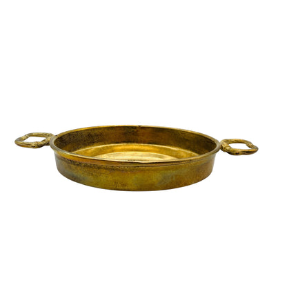 Vintage Messing Schale mit 2 Griffen D 13 cm gold farben 60er 70er Jahre Deko
