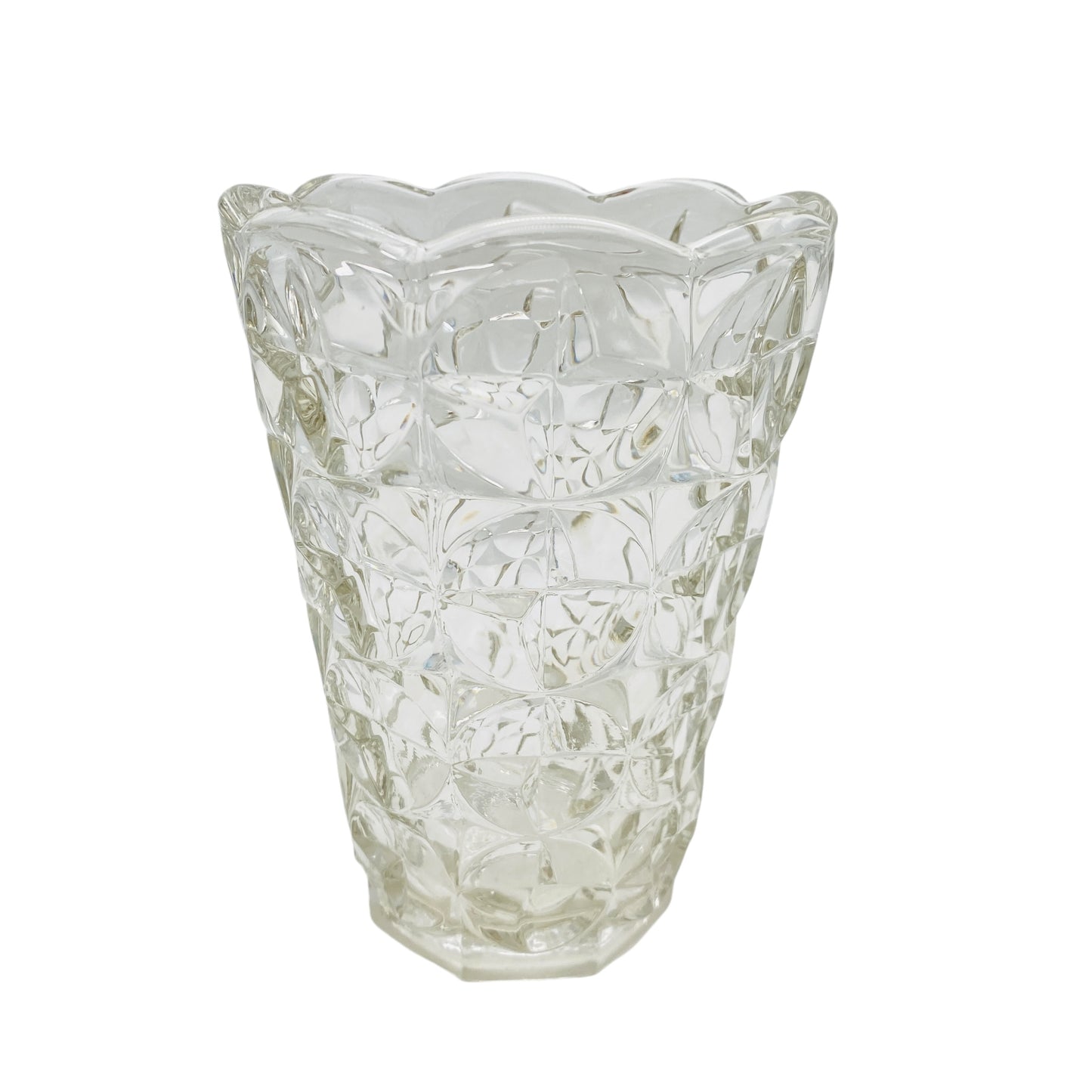 Vintage Pressglas Vase transparent 70er 80er Strukturdekor Blumenvase Trichtervase