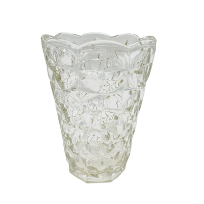 Vintage Pressglas Vase transparent 70er 80er Strukturdekor Blumenvase Trichtervase