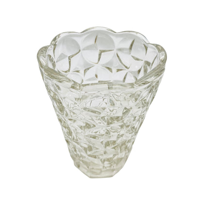 Vintage Pressglas Vase transparent 70er 80er Strukturdekor Blumenvase Trichtervase