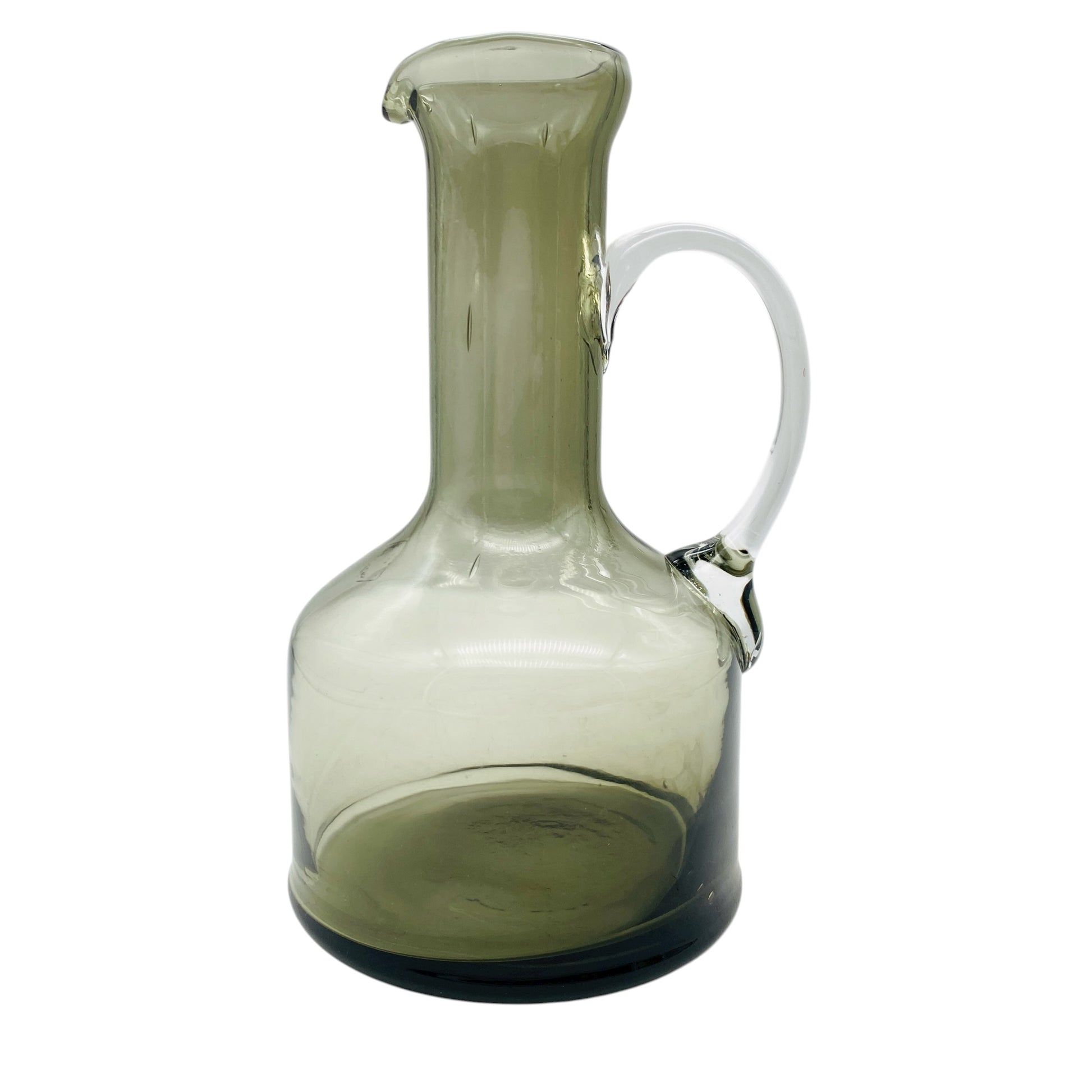 Vintage Rauchglas Karaffe Glas Kanne mit Griff 60er 70er Deko Vase