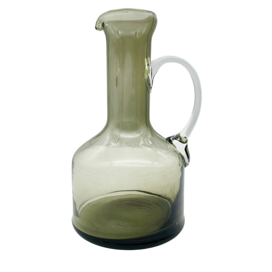 Vintage Rauchglas Karaffe Glas Kanne mit Griff 60er 70er Deko Vase