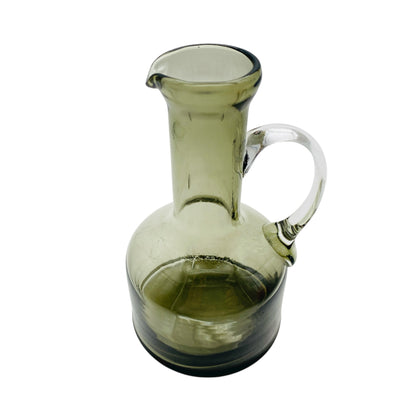Vintage Rauchglas Karaffe Glas Kanne mit Griff 60er 70er Deko Vase
