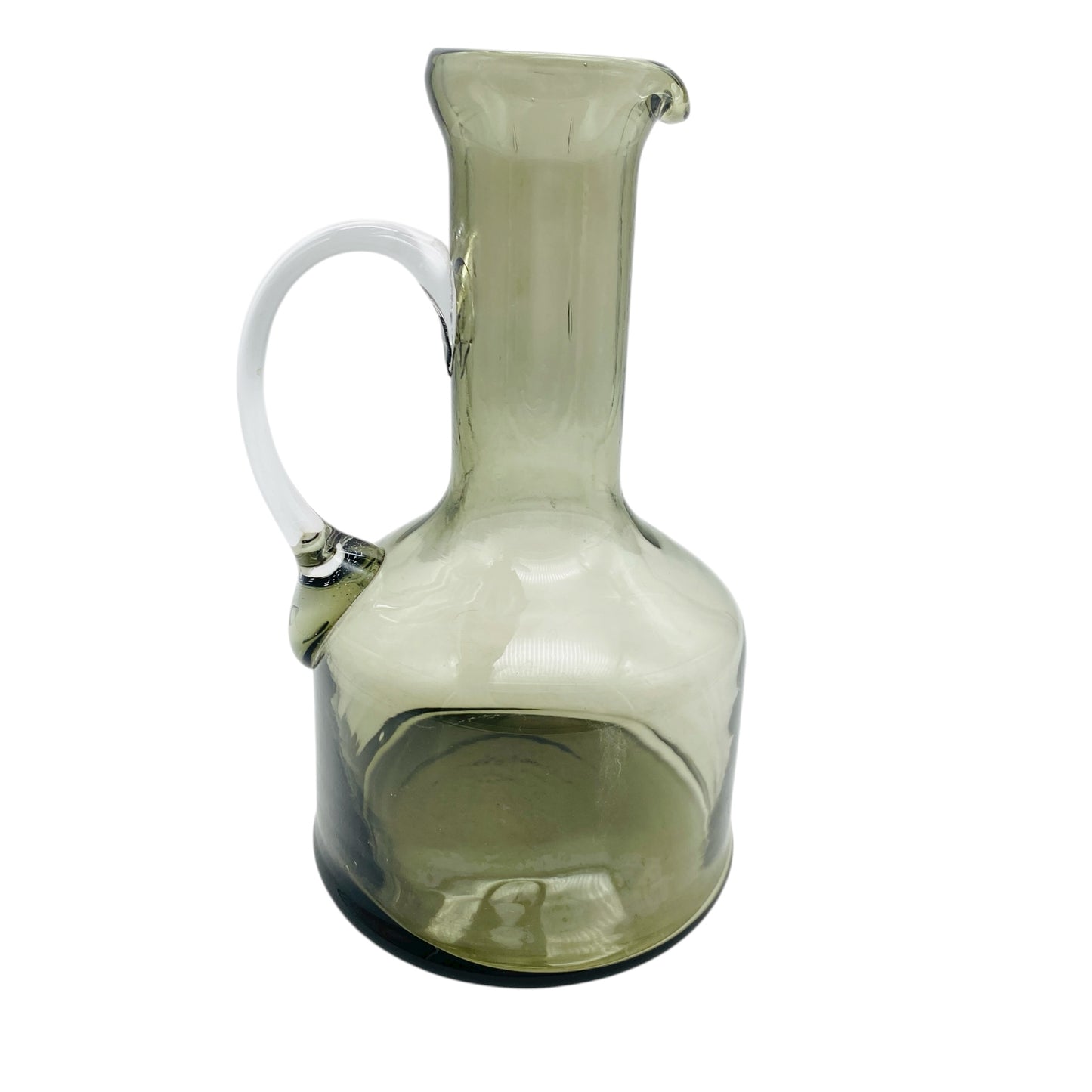 Vintage Rauchglas Karaffe Glas Kanne mit Griff 60er 70er Deko Vase