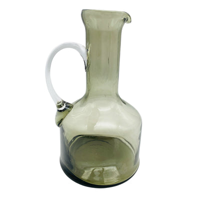 Vintage Rauchglas Karaffe Glas Kanne mit Griff 60er 70er Deko Vase