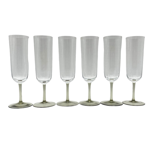 Vintage Rauchglas Sektgläser 6er Set 60er 70er Jahre moderne Gläser