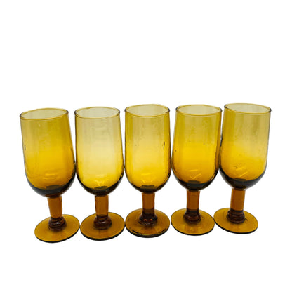 Vintage Schnapsgläser Likörgläser Bernstein braun 5er Set Glas 60er 70er Jahre