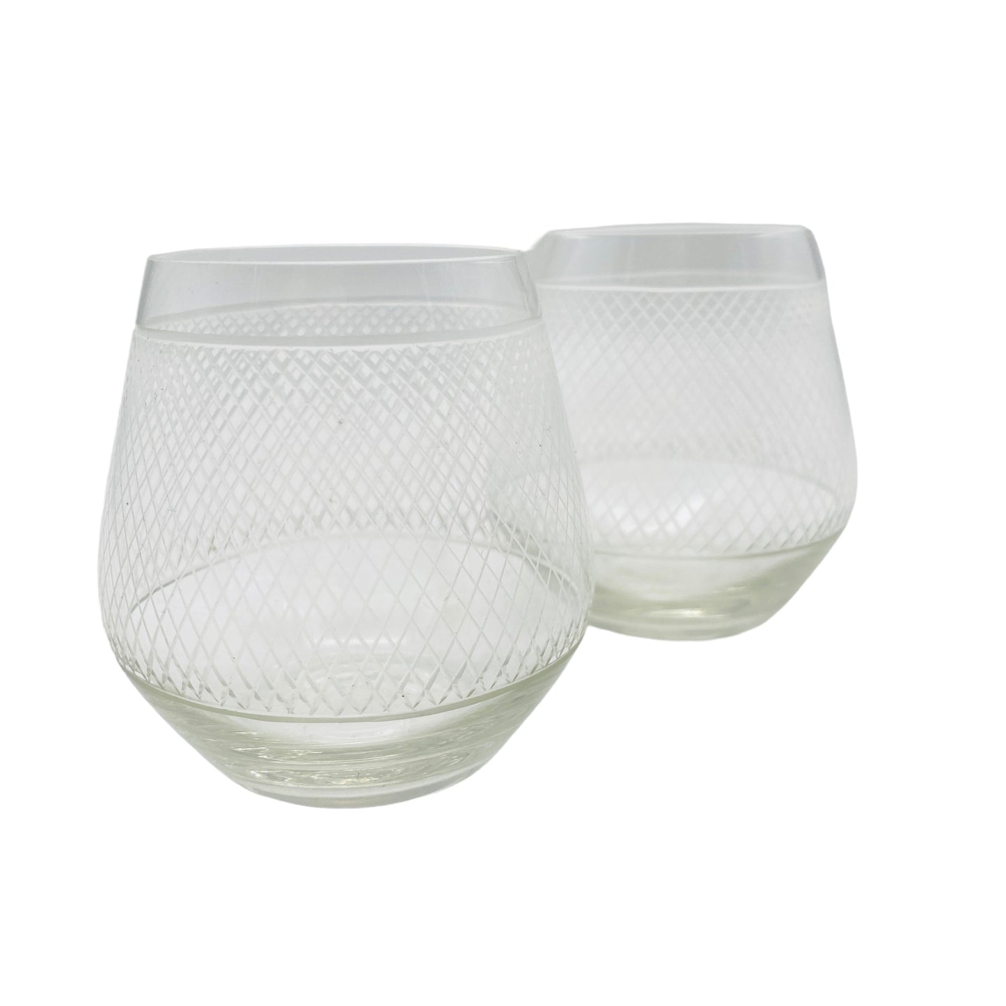 Vintage Schnapsgläser Likörgläser beschliffen Rauten Dekor Mid Century 50er 60er 2er Set