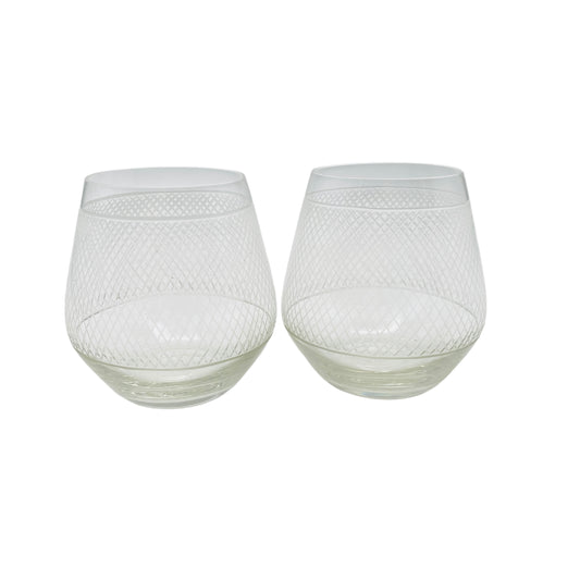 Vintage Schnapsgläser Likörgläser beschliffen Rauten Dekor Mid Century 50er 60er 2er Set