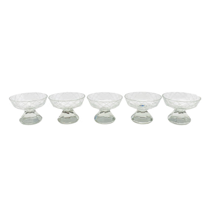 Vintage Schnapsgläser Likörschalen 5er Set beschliffen Facetten 50er 60er 70er Jahre Mid Century