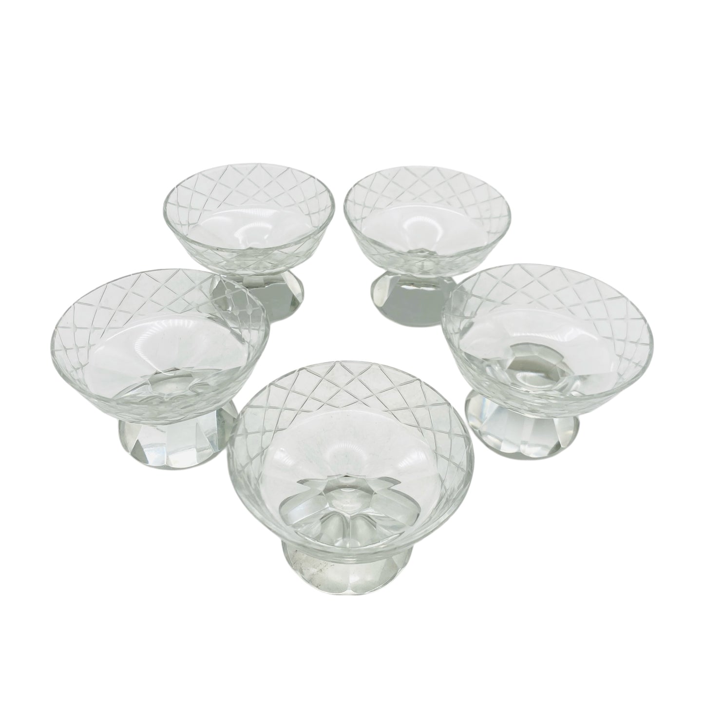 Vintage Schnapsgläser Likörschalen 5er Set beschliffen Facetten 50er 60er 70er Jahre Mid Century
