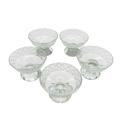 Vintage Schnapsgläser Likörschalen 5er Set beschliffen Facetten 50er 60er 70er Jahre Mid Century