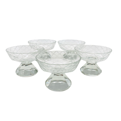 Vintage Schnapsgläser Likörschalen 5er Set beschliffen Facetten 50er 60er 70er Jahre Mid Century