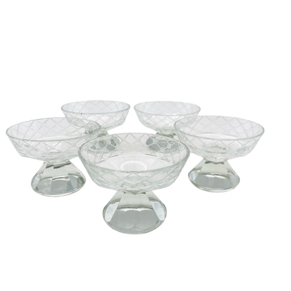 Vintage Schnapsgläser Likörschalen 5er Set beschliffen Facetten 50er 60er 70er Jahre Mid Century