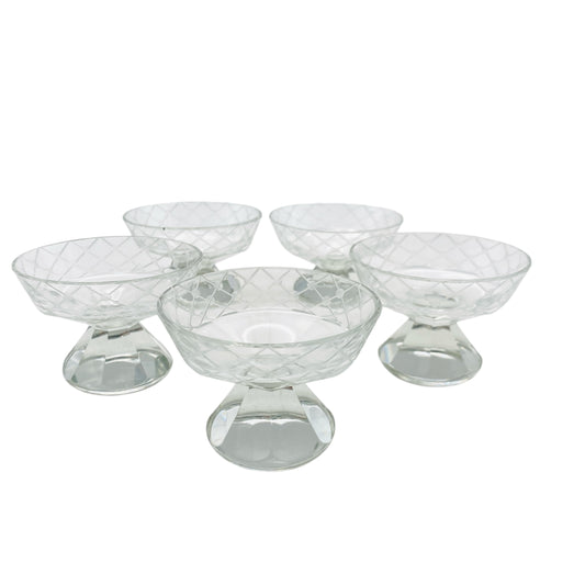 Vintage Schnapsgläser Likörschalen 5er Set beschliffen Facetten 50er 60er 70er Jahre Mid Century