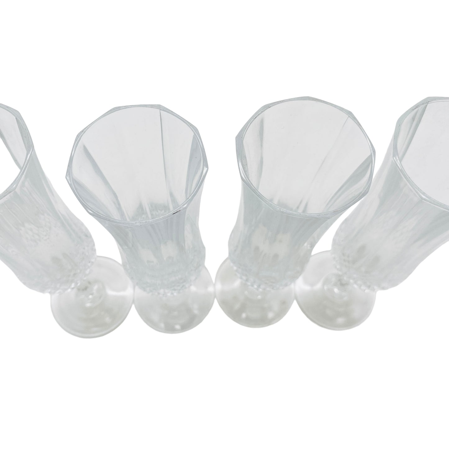 Vintage Sektgläser 4er Set Rauten Dekor 70er 80er Jahre Glas