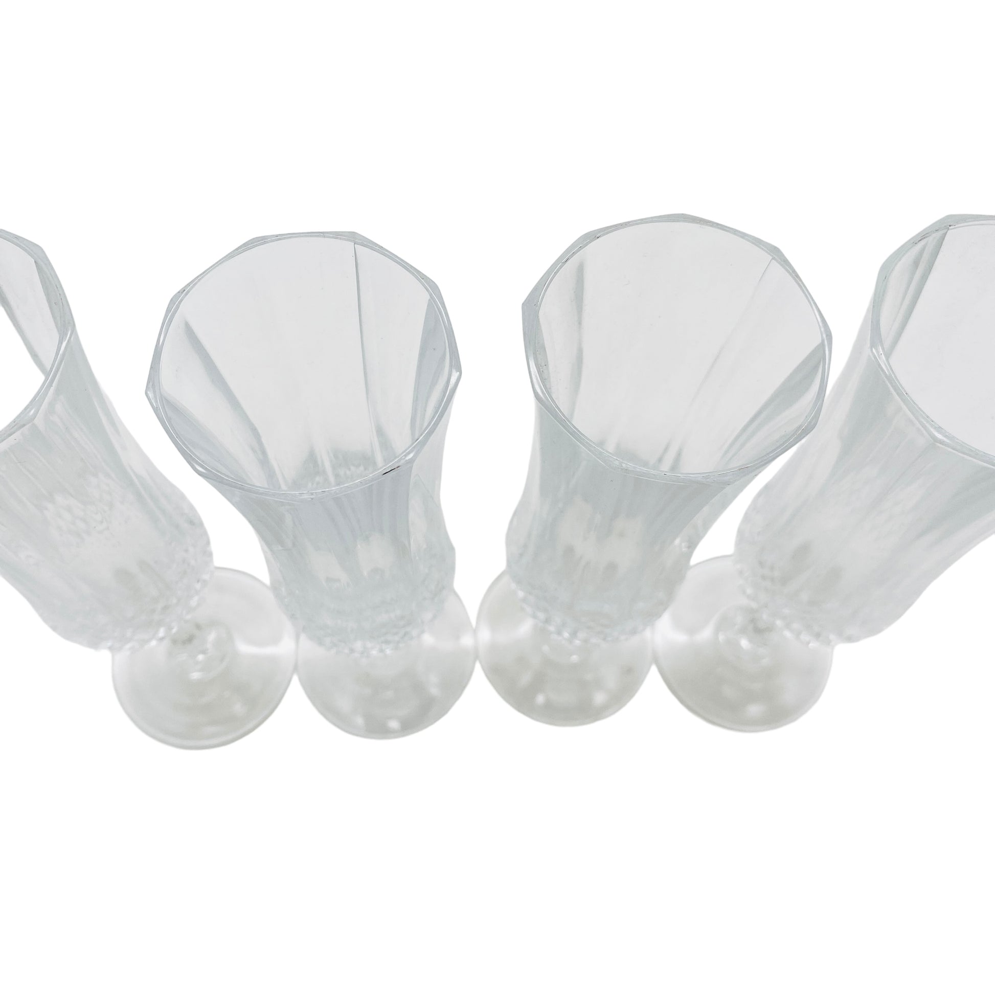 Vintage Sektgläser 4er Set Rauten Dekor 70er 80er Jahre Glas