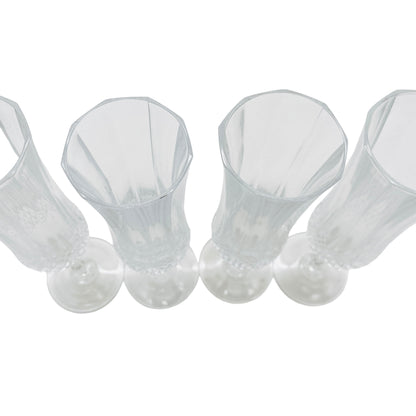 Vintage Sektgläser 4er Set Rauten Dekor 70er 80er Jahre Glas
