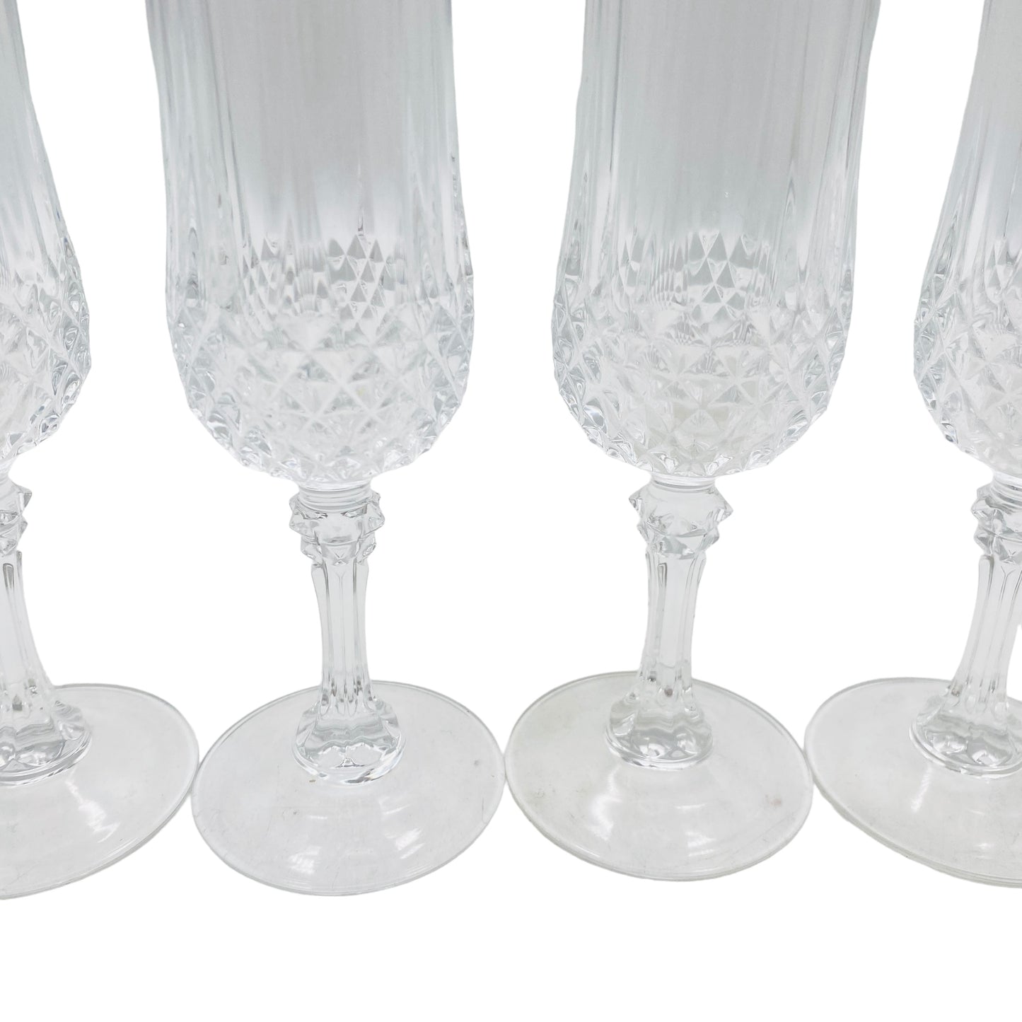 Vintage Sektgläser 4er Set Rauten Dekor 70er 80er Jahre Glas