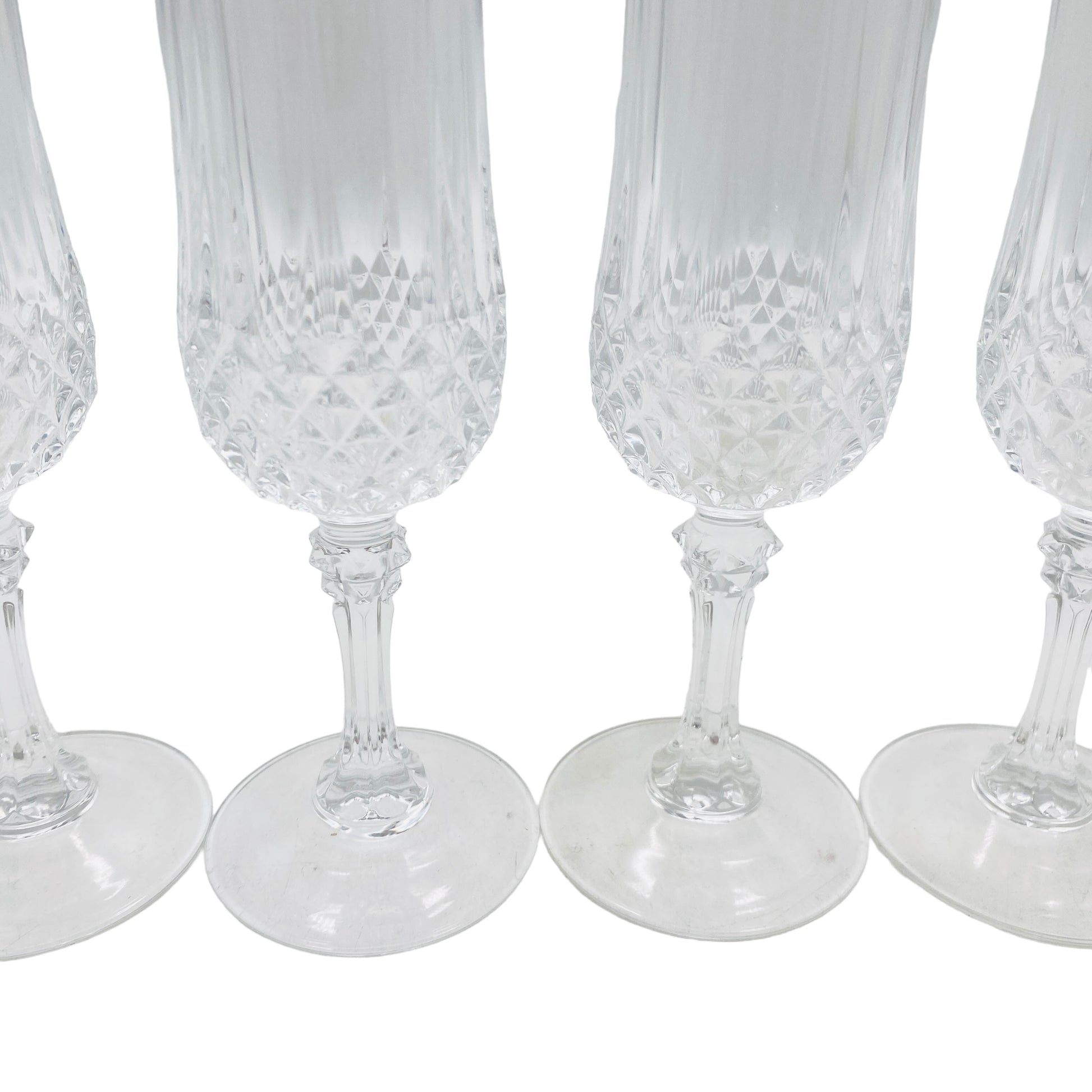 Vintage Sektgläser 4er Set Rauten Dekor 70er 80er Jahre Glas