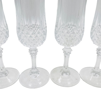 Vintage Sektgläser 4er Set Rauten Dekor 70er 80er Jahre Glas