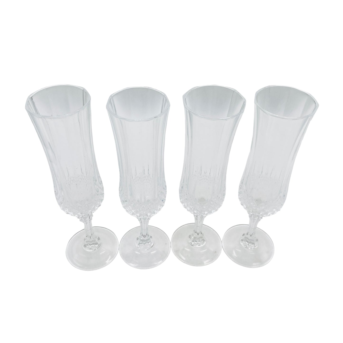 Vintage Sektgläser 4er Set Rauten Dekor 70er 80er Jahre Glas