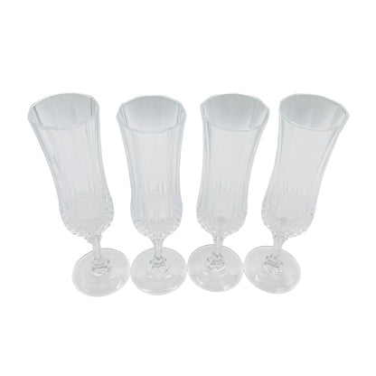 Vintage Sektgläser 4er Set Rauten Dekor 70er 80er Jahre Glas