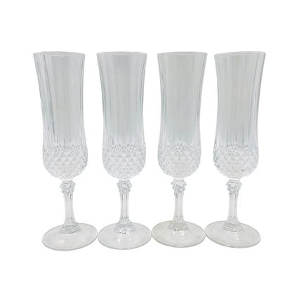 Vintage Sektgläser 4er Set Rauten Dekor 70er 80er Jahre Glas