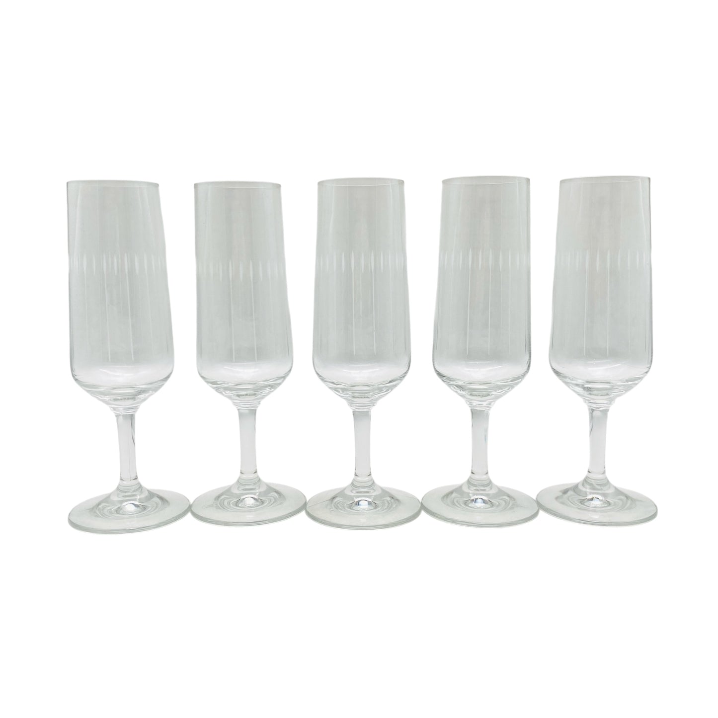 Vintage Sektgläser Rillen beschliffen 5er Set Glas Gläser 70er Jahre