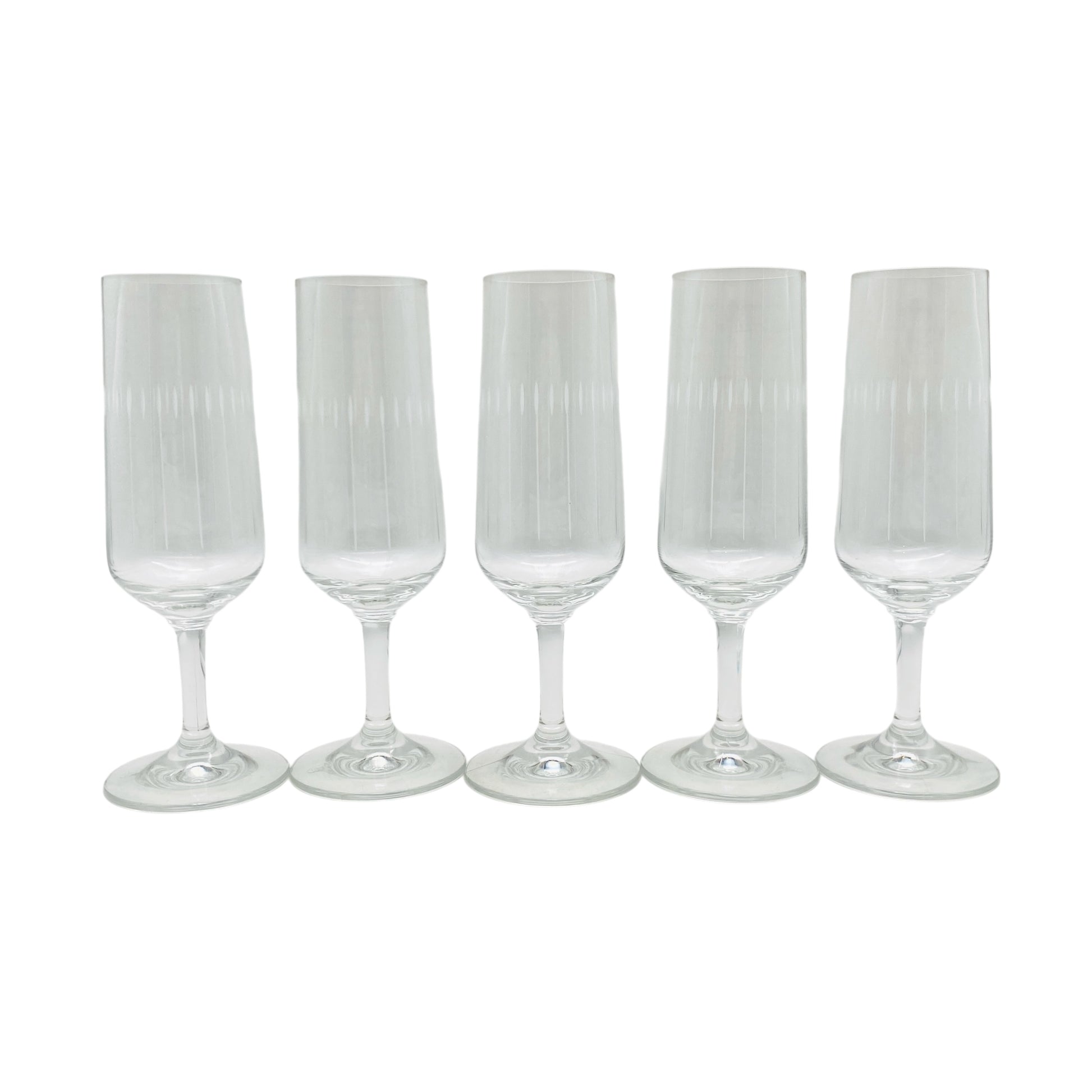 Vintage Sektgläser Rillen beschliffen 5er Set Glas Gläser 70er Jahre