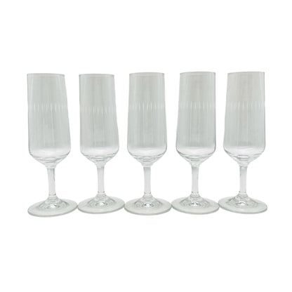 Vintage Sektgläser Rillen beschliffen 5er Set Glas Gläser 70er Jahre