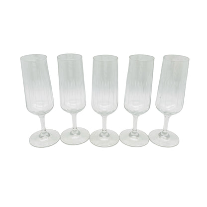 Vintage Sektgläser Rillen beschliffen 5er Set Glas Gläser 70er Jahre