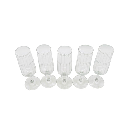 Vintage Sektgläser Rillen beschliffen 5er Set Glas Gläser 70er Jahre
