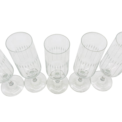 Vintage Sektgläser Rillen beschliffen 5er Set Glas Gläser 70er Jahre