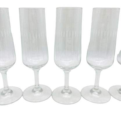 Vintage Sektgläser Rillen beschliffen 5er Set Glas Gläser 70er Jahre