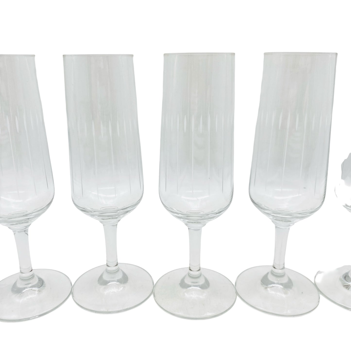 Vintage Sektgläser Rillen beschliffen 5er Set Glas Gläser 70er Jahre