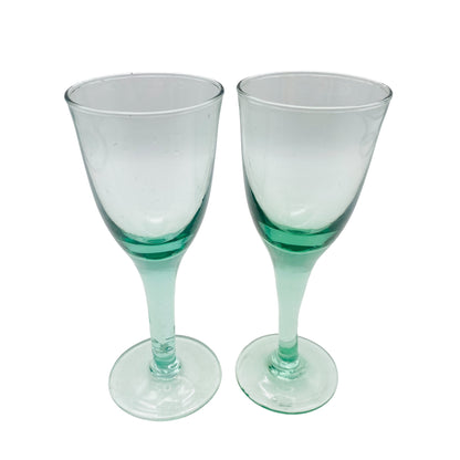 Vintage Sherrygläser Likörgläser Schnapsgläser grünlich grün Glas 2er Set 15,6 cm