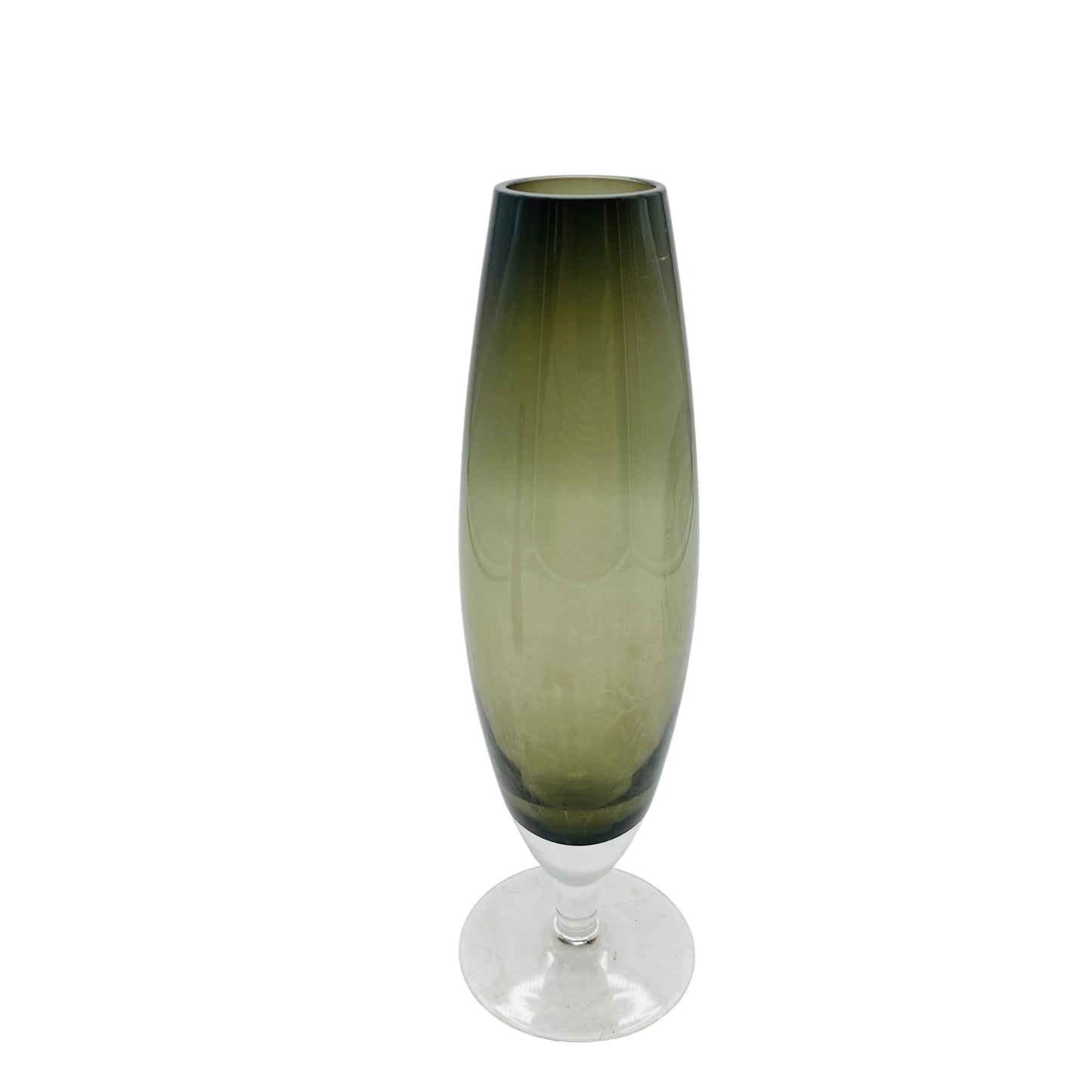 Vintage Vase 60er 70er Rauchglas grau Stengelvase Glas Dekoration