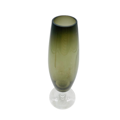 Vintage Vase 60er 70er Rauchglas grau Stengelvase Glas Dekoration