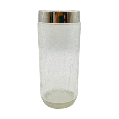 Vintage Vase Craquelle Glas Silber Dekoration 60er 70er Jahre
