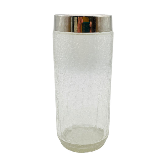 Vintage Vase Craquelle Glas Silber Dekoration 60er 70er Jahre