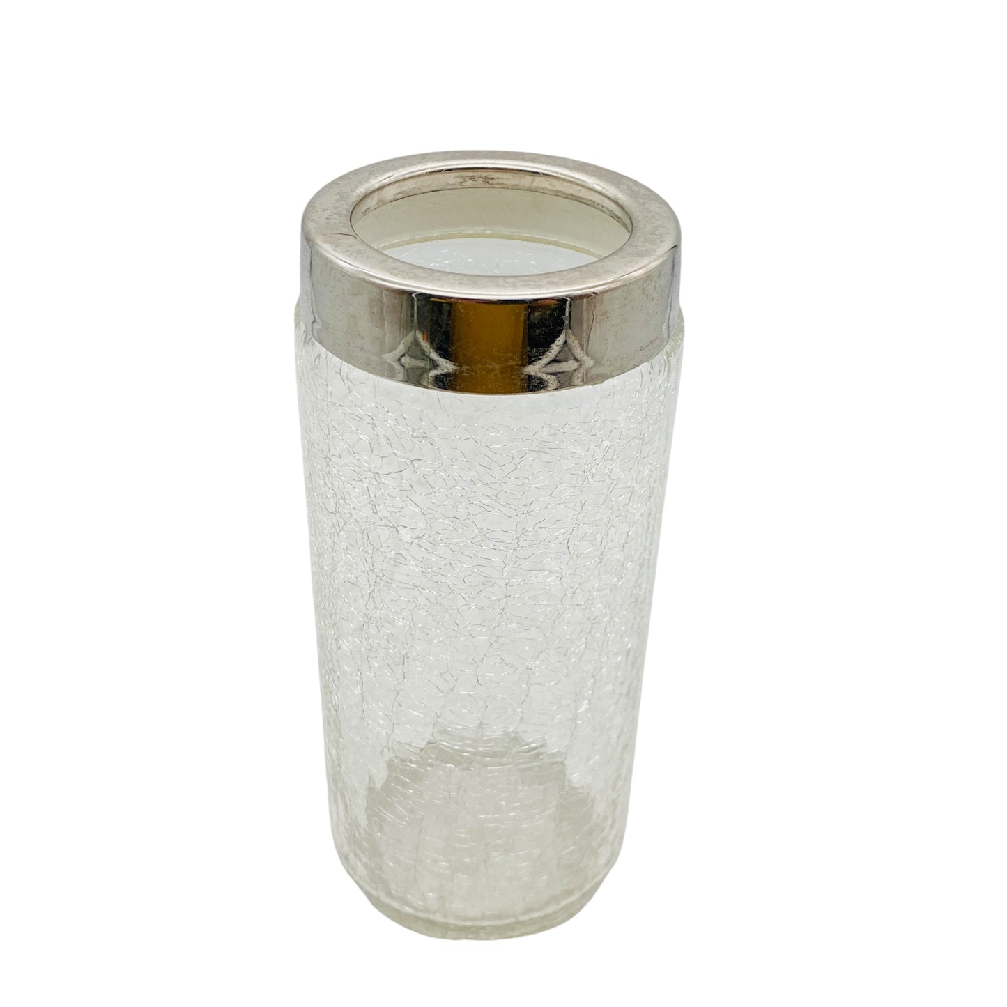 Vintage Vase Craquelle Glas Silber Dekoration 60er 70er Jahre